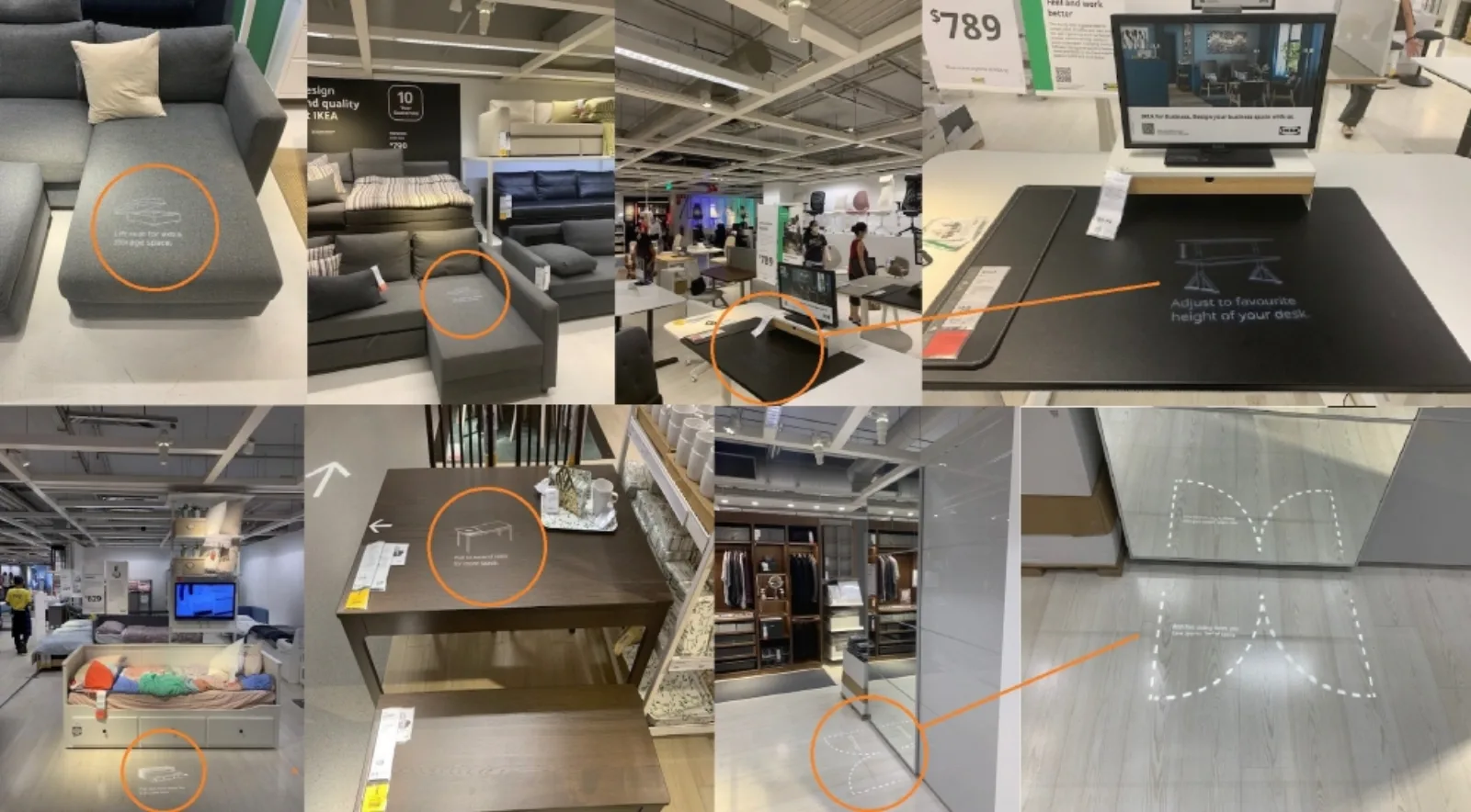 Projected instructions in an IKEA Alexandra display